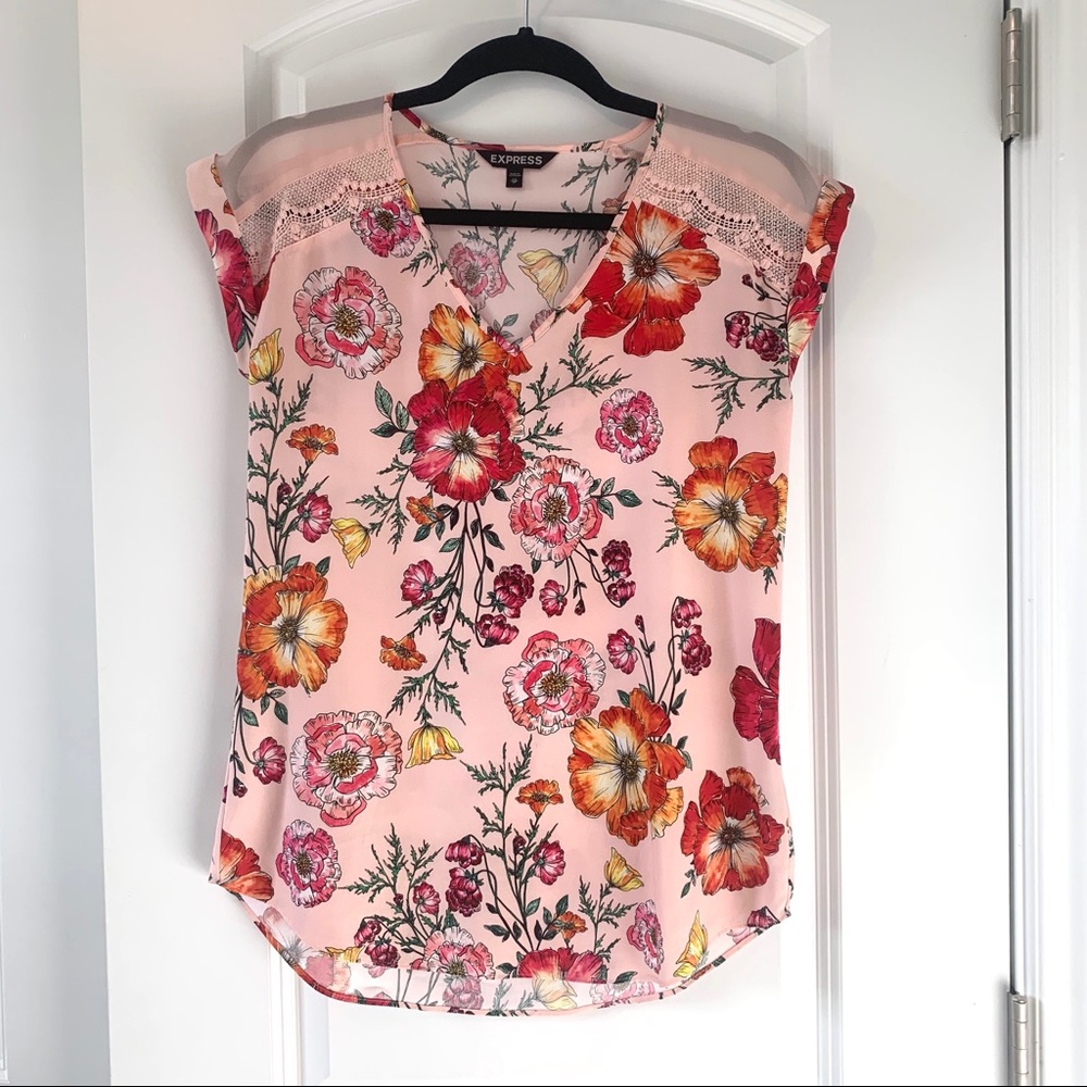 Express Pink Flower Blouse
